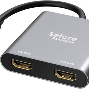 Selore&S-Global USB C to Dual HDMI Adapter 4K @60hz, Type C to HDMI Converter for MacBook Pro Air 2020/2019/2018,LenovoYoga 920/Thinkpad T480,Dell XPS 13/15/17,etc