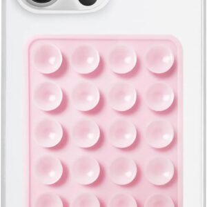Silicone Suction Phone Case Mount, Silicon Adhesive Phone Accessory for Smartphones, Hands-Free Mirror Shower Phone Holder for Selfies, Tiktok Videos (Light Pink)