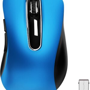 memzuoix 2.4G Portable Wireless Mouse, 1200 DPI Mobile Optical Cordless Mice with USB Receiver for Computer, Laptop, PC, Desktop, MacBook, 5 Buttons, Blue