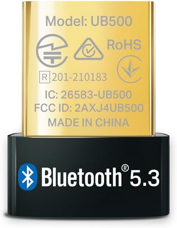 TP-Link USB Bluetooth Adapter for PC, Bluetooth 5.0/5.3 Dongle Receiver, Plug and Play, Nano Design, EDR & BLE, Supports Windows 11/10/8.1/7 for Desktop, Laptop, PS5/PS4/Xbox Controller (UB500)