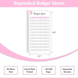 (Set of 90) Expense Tracker for A6 Budget Envelopes, Unpunched Budget Sheets Use with A6 Budget Binder Pockets, 3.1″x6.3″