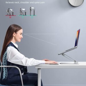 Lamicall Adjustable Laptop Stand, Portable Laptop Riser, Aluminum Laptop Stand for Desk Foldable, Ergonomic Computer Notebook Stand Holder for MacBook Air Pro, Dell XPS, HP (10-17.3”) – Silver
