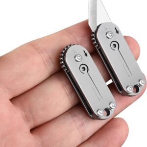 Small Keychain Pocket Knife, Mini Folding Knives Box Cutter, Cool EDC Gadget Knife with Unique Design, Little Tiny Knives Tool for Every Day Carry, Small Gift for Women Men
