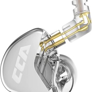CCA CRA in Ear Monitor Headphones, Ultra-Thin Diaphragm Dynamic Driver Super Bass Clear Sound Gaming Earbuds Wired IEM Earphones with Detachable IEM Cable for Singer Musician DJ Stage Church (White)