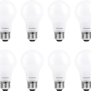SYLVANIA ECO LED Light Bulb, A19 60W Equivalent, Efficient 9W, 7 Year, 750 Lumens, 2700K, Non-Dimmable, Frosted, Soft White – 8 Count (Pack of 1) (40821)