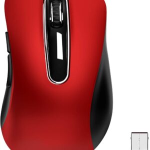 memzuoix 2.4G Wireless Mouse, 1200 DPI Mobile Optical Cordless Mouse with USB Receiver, Portable Computer Mice for Laptop, PC, Desktop, MacBook, 5 Buttons, Red