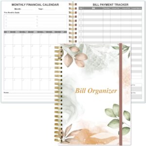Bill Organizer - Monthly Bill Payment for Personal Budgeting Financial, Payments Checklist Organizer, 5.8" x 8.5", Rose Leaf