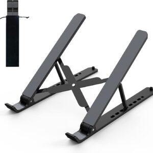 Laptop Stand for Desk, Adjustable Laptop Riser ABS+Silicone Foldable Portable Notebook Holder, Ventilated Cooling Notebook Mount Computer Stand for 10-15.6” Laptops,Tablets-Black