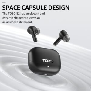 TOZO E2 Wireless Earbuds 10mm Drivers with Powerful Bass, App Customize 32 EQs, with 2 Mics AI Call Noise Cancellation, 30H Playtime, Bluetooth 5.3 Ear Buds, Comfort Fit in-Ear Headphones