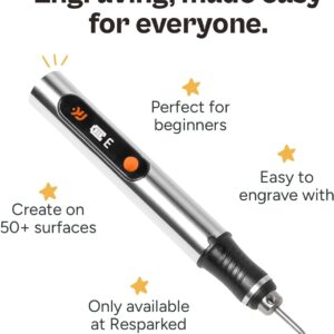 Customizer Resparked Engraving Pen (Formerly Culiau): Ultimate Cordless Portable Tool for Artists & DIYers – Engrave 50+ Surfaces – Beginner Friendly – Rechargeable – Free 30 Bits & Mastery Guide