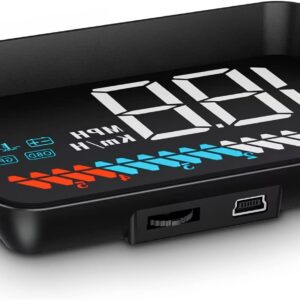 Car HUD Head Up Display M7, OBD/GPS Smart Gauge, Driving Speed, Engine RPM, Voltage, Water Temperature, Etc.., Works Great for All Cars