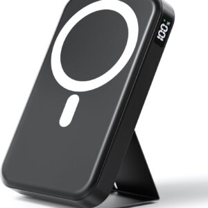 Magnetic Portable Charger, 10000mAh Wireless Power Bank with 20W USB-C Fast Charging, Foldable Stand & LED Display Magnetic Battery Pack, Compatible with iPhone 16/15/14/13/12 All Series