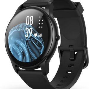 AGPTEK Smart Watch for Women Men, 5ATM Waterproof Smartwatch for Android and iOS Phones, Fitness Tracker Watch with 100+ Sports Modes, Heart Rate Monitor Pedometer Sleep Monitor, Black