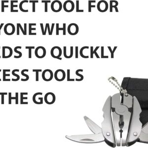 Mini Keychain Set – 6-in-1 Multitool Plier, Adjustable Wrench & Carry Case – Multifunctional All In One – Wire Strippers, Phillips Screwdriver, Knife, File