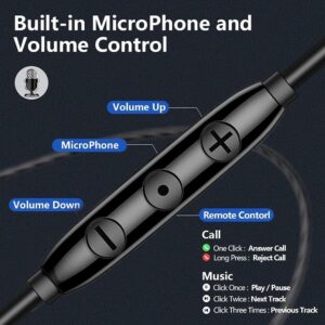 Wired Earbuds 2 Pack, Earbuds Stereo Wired Earphones Headphones with Microphone Volume Control, Fits All 3.5mm Jack Device, Black and White