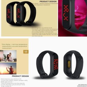 TRACER Bracelet Smart Wristband Watch Body Temperature Measuring Real-time Display Smartwatches,Waterproof – Black