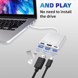 USB C Hub, 4K USB C to HDMI Adapter Multiport AV Converter with 100W PD Output C Port & USBA 3.0 Port Compatible for MacBook Pro/Air, iPad, Tablets, Switch, TV, Monitor and More