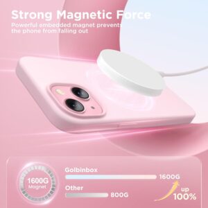 Magnetic for iPhone 15 Case, Compatible with MagSafe, [Soft Anti-Scratch Microfiber Lining], Slim Liquid Silicone Shockproof Protective Phone Case for iPhone 15 6.1 inch, Chalk Pink