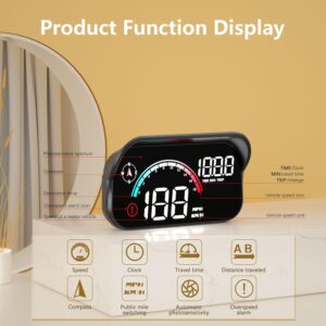 Windshield Speedometer Projector, Digital GPS Speedometer with Speed, Overspeed， Heads Up Display for Cars Suitable for All Vehicles