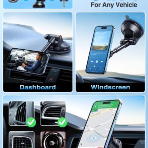 [Military-Grade]VANMASS for MagSafe Car Mount [2025 Upgraded Strongest Magnets] Magnetic Phone Holder Suction Cell Stand for Dashboard Windshield Vent,Truck Cradle for iPhone 16 15 14 13 12 11 Android