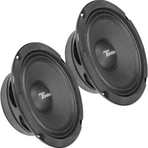 Timpano 6.5 Inch Shallow Midrange Speaker 500 Watts TPT-MR6-4 PRO Bundle 6.5 Midrange Speakers 4 Ohm Shallow Mount Car Audio Speaker, Pro Audio Loudspeaker Compact for Doors (Pair)