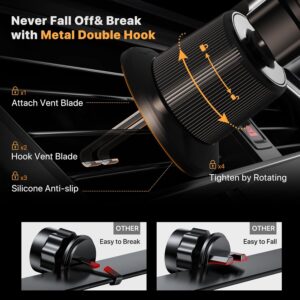 Miracase Phone Holders for Your Car with Metal Hook Clip, Air Vent Cell Phone Stand Car Mount, Universal Automobile Cradle Fit for iPhone Android and All Smartphones, Dark Black