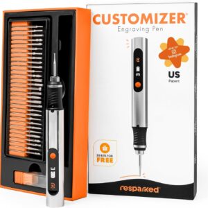 Customizer Resparked Engraving Pen (Formerly Culiau): Ultimate Cordless Portable Tool for Artists & DIYers - Engrave 50+ Surfaces - Beginner Friendly - Rechargeable - Free 30 Bits & Mastery Guide