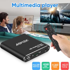 HDMI Media Player, Black Mini 1080p Full-HD Ultra HDMI Digital Media Player for -MKV/RM- HDD USB Drives and SD Cards