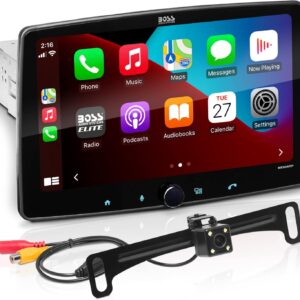 BOSS Audio Systems Elite BE10ACP-C Car Stereo - Detachable 10.1" Touch Screen Car Stereo Apple CarPlay & Android Auto Head Unit, Single DIN with Double DIN Brackets, Bluetooth, Backup Camera