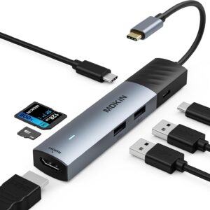 MOKiN USB C Hub - 7 in 1 Multiport Adapter, 4K@60Hz HDMI, PD 100W, SD/MicroSD, USB A 3.0, Slim for MacBook Air/Pro, iPad, Laptop