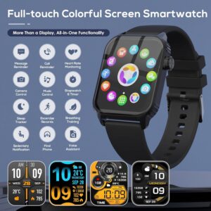 Smart Watches for Women Men, 1.83″ HD Smartwatch with 120 Sports Modes, Heart Rate/Sleep Monitor, IP67 Waterproof, Bluetooth Call & Music Control for iPhone/Android (Black)