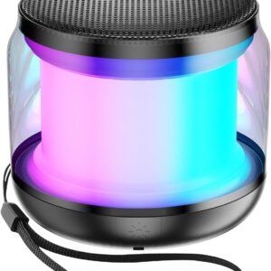 Mini Portable Bluetooth Speakers Wireless,TWS Pairing Small Bluetooth Speaker，with Lights and Lanyard,Gifts for Women/Girls, Boys and Kids for Christmas