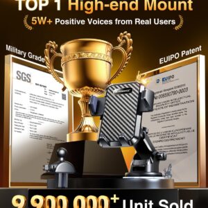 VANMASS 【85+LBS Strongest Suction & Military-Grade 2025 Ultimate Car Phone Mount【Patent & Safety Certs】 Cell Phone Holder Truck Stand for Dashboard Windshield Vent for iPhone 16 15 Pro Max 14 Samsung