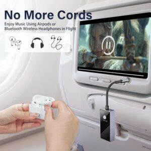 Xumee Airplane Bluetooth 5.2 Transmitter for 2 AirPods or Headphones, aptX Low Latency, 3.5mm AUX Jack & Bluetooth Receiver – Wireless Audio Adapter for Plane Travel, TV, Gym,Car,Speakers (Grey)
