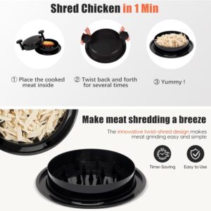 Chicken Shredder Tool Twist, Meat Shredder with Ergonomic Handle, Easy Cleaning, Anti-Slip, Dishwasher Safe – Black
