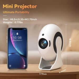 4K Portable Video Projector,Mini Projector with WiFi6 & Bluetooth 5.4, 150 ANSI Lumen Full HD,Auto Keystone, 360° Rotatable Home Cinema Smart Projector for Phone/PC/HDMI/USB/Laptop/TV Stick