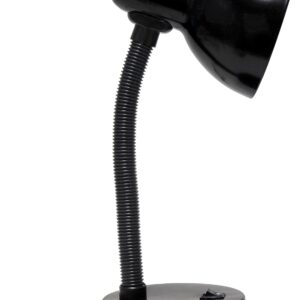 Simple Designs LD1003-BLK Basic Metal Desk Lamp with Flexible Hose Neck for Office, Living Room, Bedroom, College Dorm, Bookshelf, Black