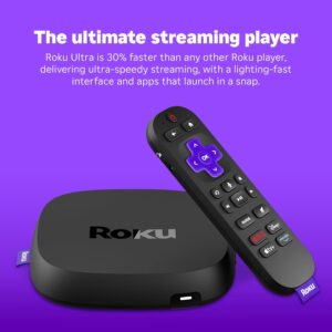 Roku Ultra 2024 – Ultimate Streaming Player – 4K Streaming Device for TV with HDR10+, Dolby Vision & Atmos – Bluetooth & Wi-Fi 6- Rechargeable Voice Remote Pro with Backlit Buttons – Free & Live TV