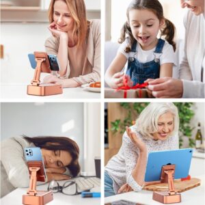 Gifts for Women Girls, Phone Stand with Bluetooth Speaker 360° Rotable Angel Adjustable Cell Phone Holder for Desk with HD Subwoofer Sound Fits All Phones,Tablets (Rose Gold)