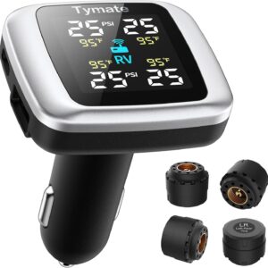 Tymate TM7 Tire Pressure Monitoring System, Wireless TPMS with 4 External Sensors & 6 Alarm Modes, Colorful Display, Real-time Tire Pressure Monitor System, Ideal for RV SUV MPV Truck Sedan (0-87 PSI)