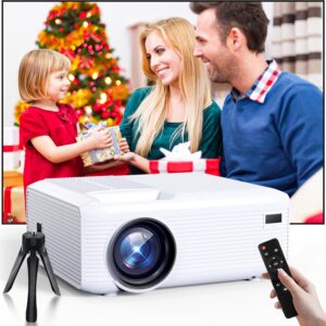 Projector,Mini Projector with Projector Stand,Bluetooth Projector 1080P Full HD Supported Portable Projector,Outdoor Projector for Home Theater, Projector Compatible with TV Stick, HDMI, Phone
