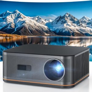 [1500 ANSI/Auto Focus] 4K Home Theater Projector with WiFi 6 and Bluetooth 5.2, HAPPRUN 300'' Movie Projector for Indoor/Outdoor, Smart Proyector Compatible with Phone/TV Stick/PC/PS5
