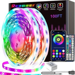 Led Lights 100ft Smart APP Control Music Sync Strip Lights RGB Color Changing Strips with Remote, for Bedroom Kitchen and Party