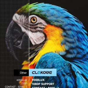 Mini Projector, CLOKOWE 2024 Upgraded Portable Projector with 9000 Lux and Full HD 1080P, Movie Projector Compatible with iOS/Android Phone/Tablet/Laptop/PC/TV Stick/Box/USB Drive/Game Console