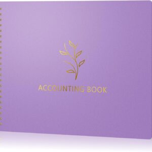Accounting Ledger Book for Small Business Bookkeeping & Personal Use, Horizontal Expense Tracker Notebook for Family Budget, Bookkeeping Record Book Money Expense & Income Log Journal, Purple