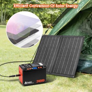 Takki 120W Peak Solar Generator Portable Power Station with 21W Panels, 88Wh Solar Charger Power Bank AC DC USB Ports for Camping Tent Laptop Outdoor Emergency