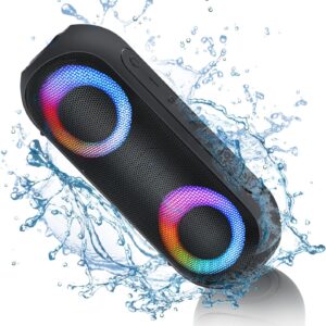 NOTABRICK Bluetooth Speakers with Light, 30W Portable Bluetooth Wireless(100FT Range) Loud Stereo Sound, IPX7 Waterproof Shower Speakers, RGB Multi-Colors Rhythm Lights