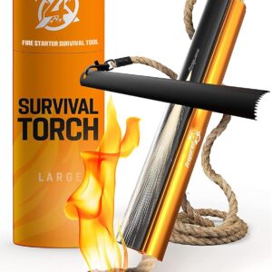 Fire Starter Survival Tool - All-in-One Flint and Steel Fire Starter Kit - Ferro Rod Fire Starter with 36" Waterproof Tinder Wick Rope and Steel Fire Striker - Patented Firestarter | Prepared4X