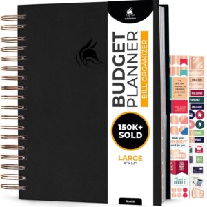 Clever Fox Budget Planner & Monthly Bill Organizer With Pockets. Expense Tracker, Budgeting Journal & Financial Book. Large, 8x9.5" (Black)