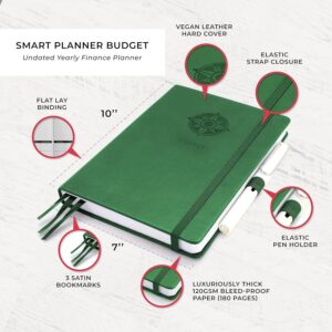 Smart Planner Budget Book – A5 Size 8.6 x 5.7 inches – Undated Budget Planner Organizer with Calendars, Debt Tracker, Expense Sheets, Savings Trackers and More – Inner Pocket for Receipts (Green)